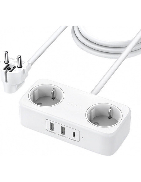 Мережевий зарядний пристрій UGREEN CD280 GaN DigiNest Life 2*USB-A+1*USB-C 30W 1.8m EU white(50683)