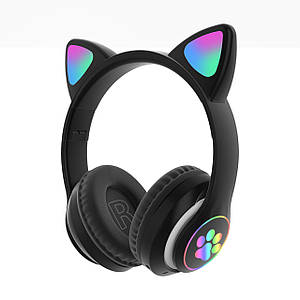 Дитячі бездротові bluetooth-навушники STN-28 бездротові блютуз навушники з котячими вушками котика чорні