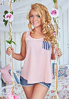 Блуза жіноча біла зі смугастим кишенькою