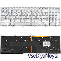 Клавиатура для ноутбука DELL (Inspiron: 7537) rus, silver, подсветка клавиш, с фреймом