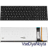 Клавиатура для ноутбука ASUS (G56, N56, N76) rus, black, без фрейма, подсветка клавиш