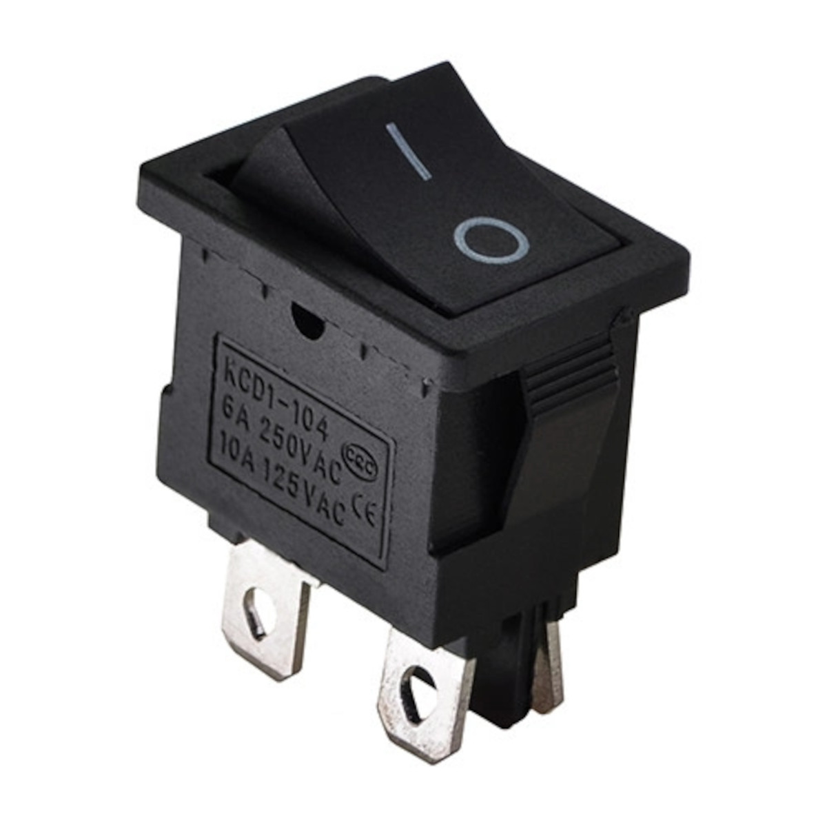 Автомобільна кнопка перемикач 2-позиційна, на 4 контакти, чорна (KCD1-4-201), фото 1