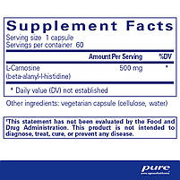 Pure Encapsulations L- Carnosine/Л-карнозин антиоксидант для здоров'я клітин і довголіття 60 капсу BX121, фото 4