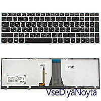 Клавіатура для ноутбука LENOVO (G50-30, G50-45, G50-70, Z50-70, Z50-75, Flex 2-15) rus, black, silver frame,