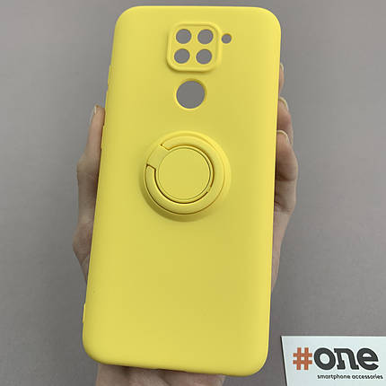 Чохол для Xiaomi Redmi Note 9 чохол з кільцем підставкою на телефон сяомі редмі нот 9 жовтий hrg, фото 1