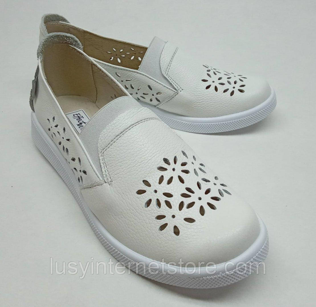 Туфлі білі жіночі з натуральної шкіри від виробника модель НТ23-121, фото 1