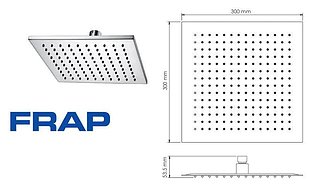 FRAP 28-3 Лійка верхнього душу (квадратна) нержавіюча сталь 300х300 мм FRAP хром