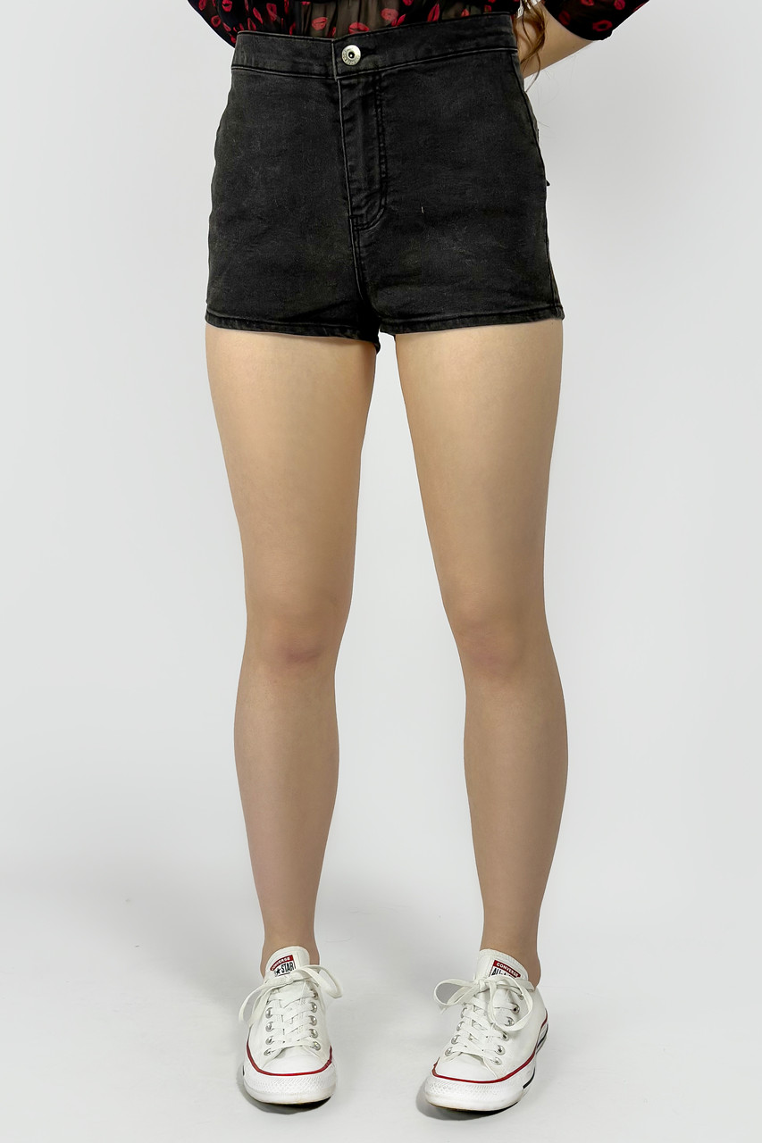 Джинсові шорти з високою посадкою Pull & Bear 5696/310/800 чорні S, фото 1