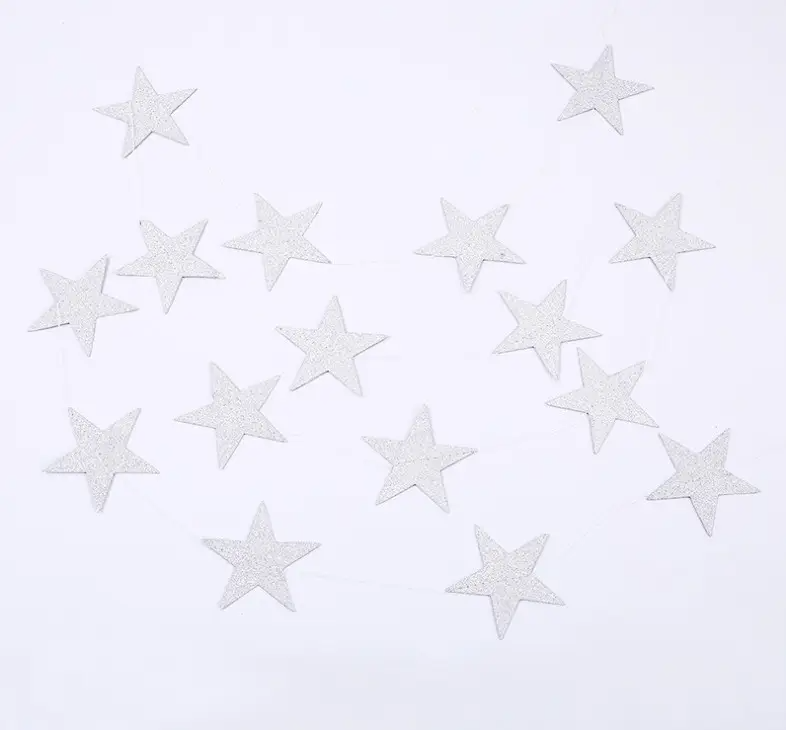 Паперова гірлянда вивіска із срібних блискучих зірок, 4 метри