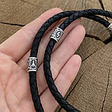 Срібна підвіска Ведмежа Лапа на шкіряному шнурку з рунами, фото 6