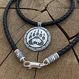 Срібна підвіска Ведмежа Лапа на шкіряному шнурку з рунами, фото 9