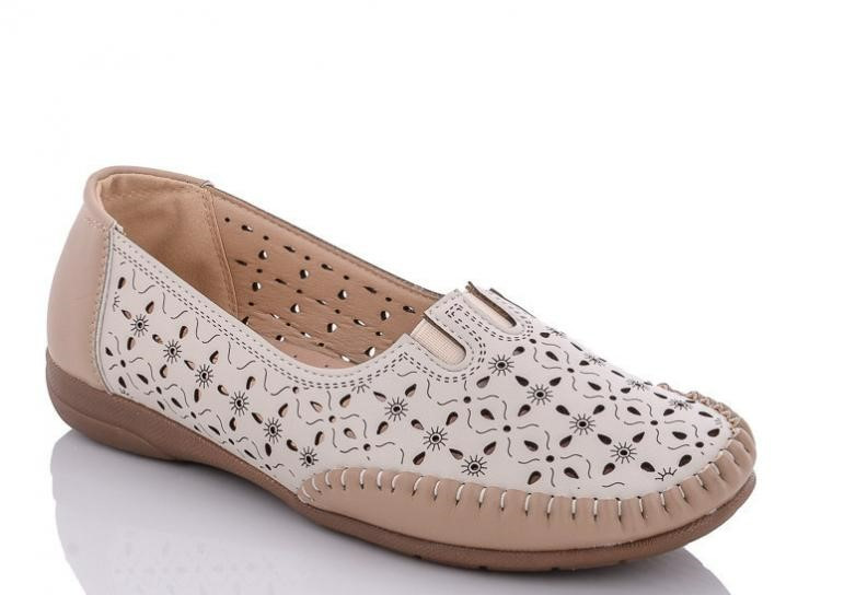 Балетки з резинками Leguzaza м'яка еко-шкіра на рівному ходу бежеві, фото 1