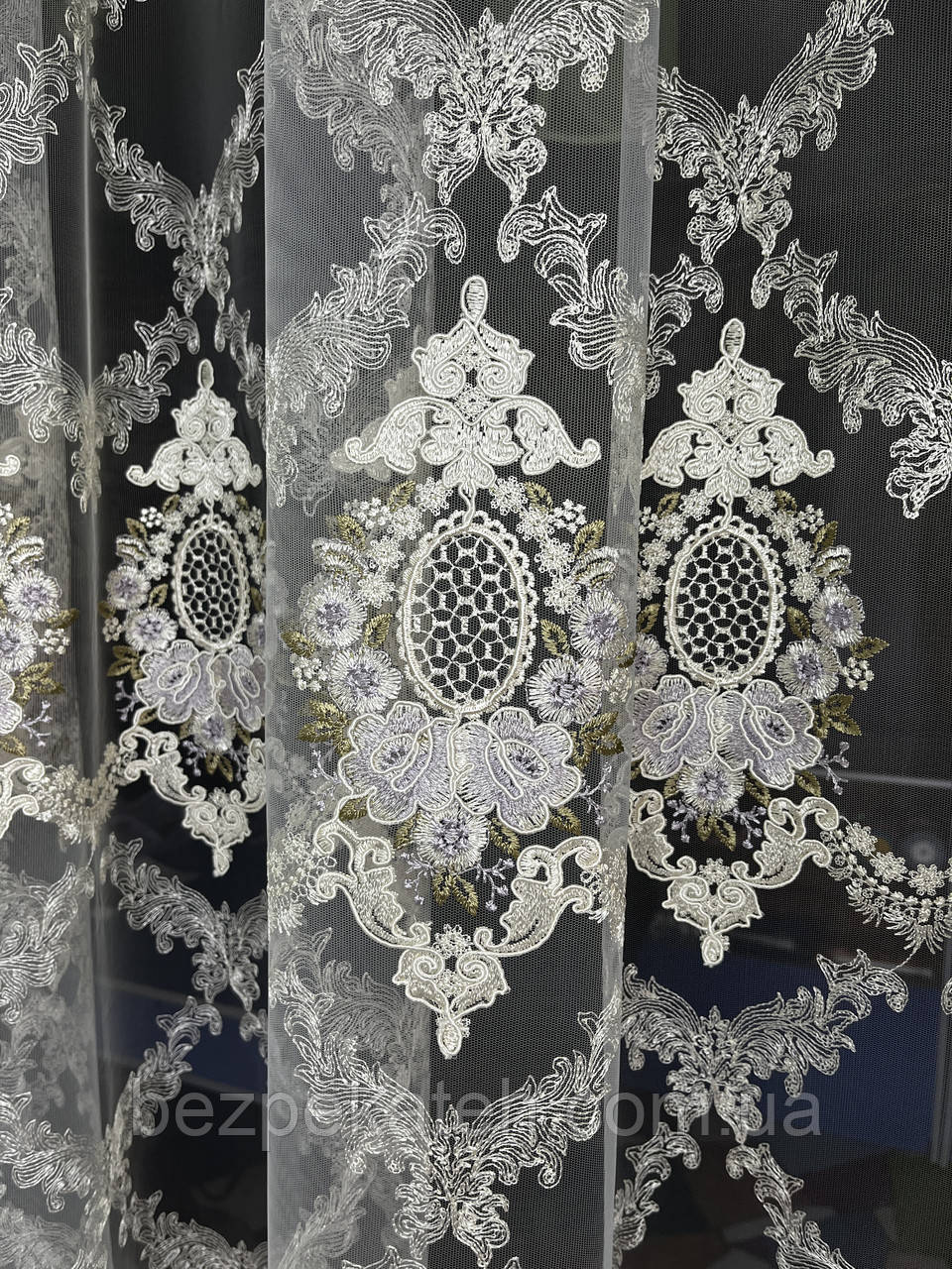 Красива тюль для залу, спальні. Шикарна турецька тюль. Тюль со стразами, камнями. Ошатний тюль для залу, спальний