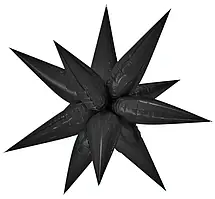 3D зірка фольгована кулька чорна 65х65см Китай