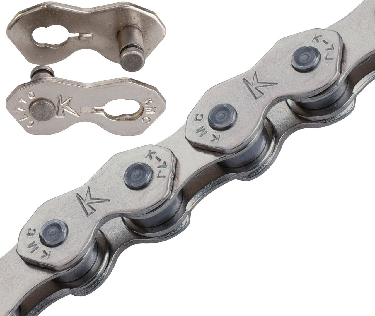 Ланцюг велосипедний KMC K1 WIDE, BMX/Single/Freestyle, із замком, 112 ланок, Silver/Silver