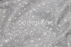 Вафельна тканина 230 см Дрібні трояндочки сіра