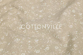 Вафельна тканина 230 см Дрібні трояндочки бежева