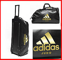 Дорожная сумка на колесах с золотым логотипом Adidas Judo сумка черная спортивная на колесах большая сумка