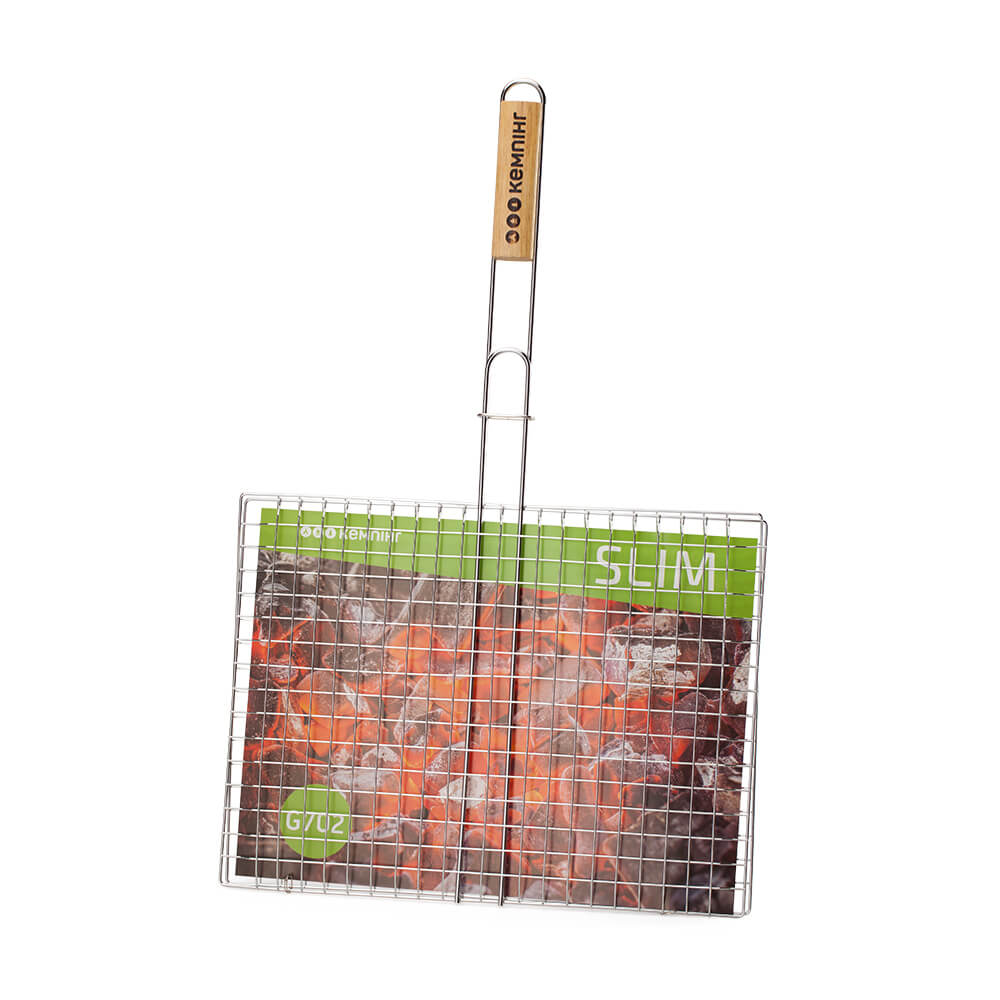 Подвійна хромована решітка для барбекю КЕМПІНГ "Slim" G-702, фото 1