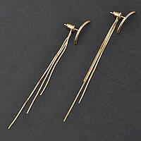 Сережки застібка гвоздик металеві золотисті потрійні щукти дуга напівкруг завдовжки 9 см 925 S