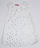 Платье летнее нарядное для девочек с серебристыми кружочками р 104-110