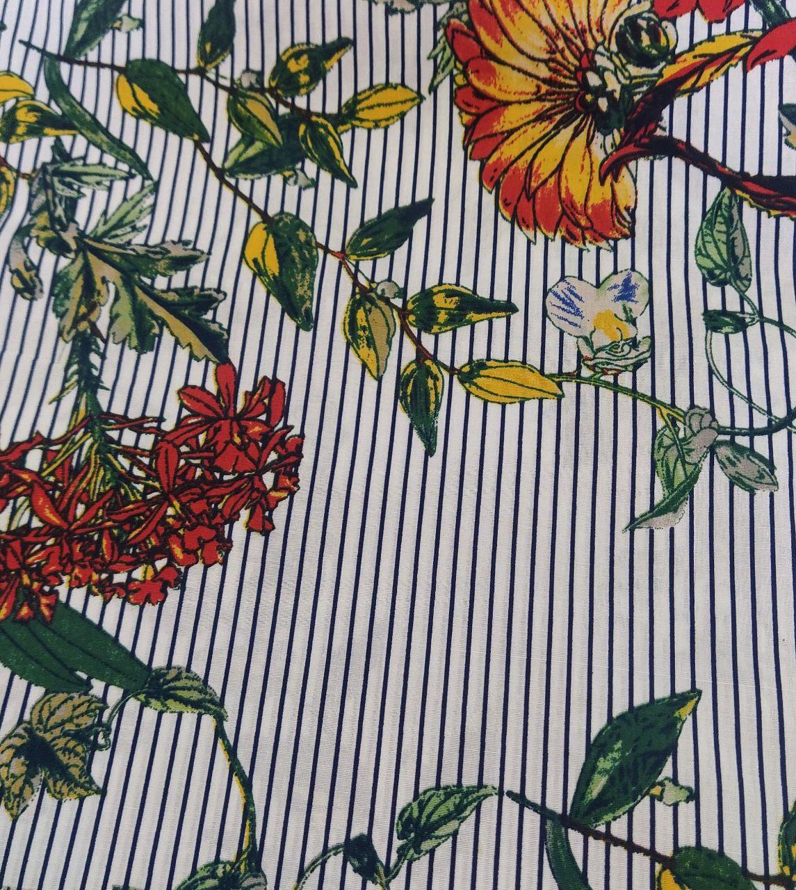 Відріз котон принт смужка квіти(брак), фото 1