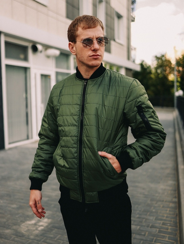 Мужской Весенний Бомбер Цвет Хаки Куртка на Молнии, Мужские Куртки ...