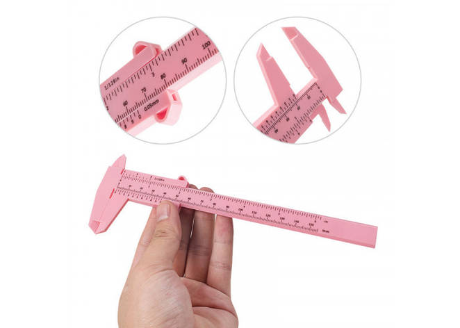 Штангенциркуль для моделювання брів (15 см) світло рожевий, фото 2