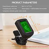 Тюнер GT-02 хроматичний для гітари, бас-гітари, укулеле, скрипки., фото 4