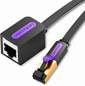 Подовжувач витої пари Vention Cat7 RJ45 швидкість до 10 Гбіт/с Мережний Патч-Корд Чиста Мідь 1 м Чорний ICBBF