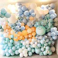 Набор 205 шаров для стены Райский уголок Бирюзовый и голубой