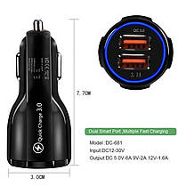 Автомобільна зарядка USB у прикурювач на 2 виходи, НЕТ швидкого заряджання!, фото 2