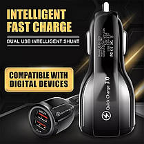 Автомобільна зарядка USB у прикурювач на 2 виходи, НЕТ швидкого заряджання!, фото 3