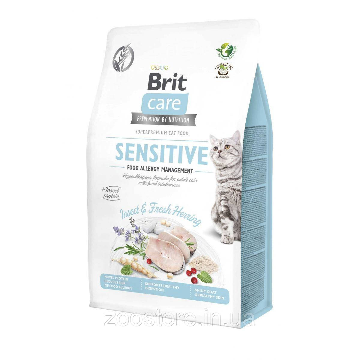 Корм сухий для котів з харчовою непереносимістю Brit Care Cat GF Insect 400 г (з комахами та рибою)