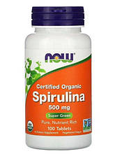 Органічна Спіруліна Spirulina NOW Foods 500 мг 100таб США