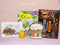 Пасхальный подарочный набор "Христос Воскрес" набор шампунь/гель+конфеты+пряник Паска+яйцо-свеча+открытка