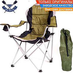 Посилене крісло шезлонг до 140 кг складне крісло туристичне для риболовлі рибальське крісло Ranger Green розклад-ся на 3 положення