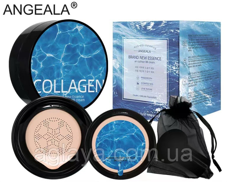 Кушон для обличчя Collagen із запаскою 2в1 ANGEALA #1 слонова кістка