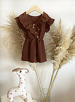 Летнее платье - сарафанчик с рюшечками и пуговицами сбоку, от 1 до 5 лет