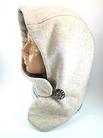 Капюшон капор шапка косынка на голову женская хомут Шапка-платок двойная на весну осень зиму Бежевая