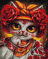 Діамантова мозаїка Кішка Троянда ©Маріанна Пащук, 40х50 см