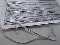 Атласный шнур -сутаж плоский 3 мм / парча серебро