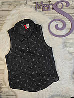 Женская футболка H&M черная с якорями без рукавов с воротником XS 42