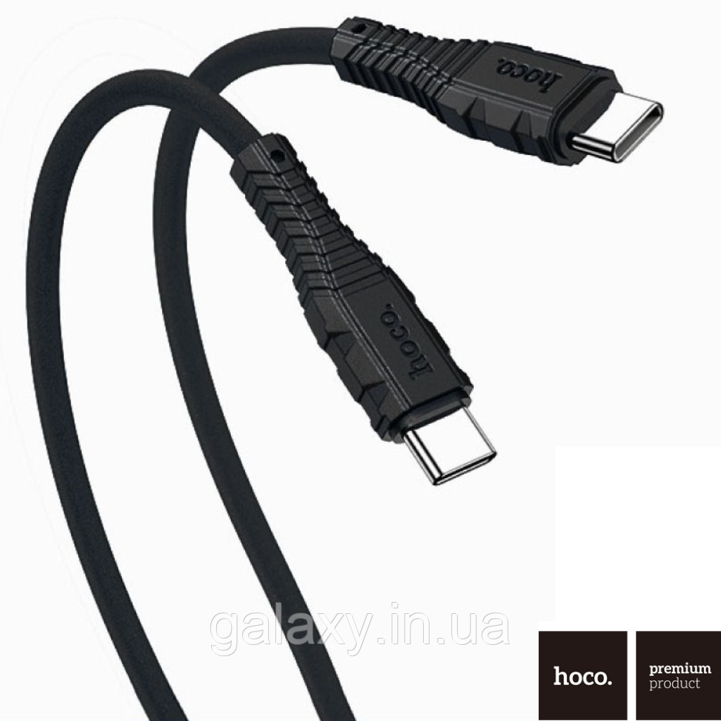 Кабель Hoco Type-C - Type-C швидка зарядка PD 60W 20V/3A 1м силікон X67 Nano Black, фото 1