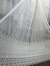 Грек-сітка з вишивкою No12371 на гурт Молочний