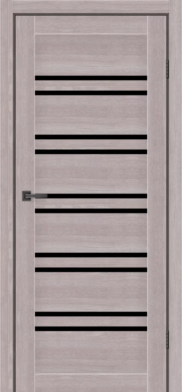 Двері міжкімнатні MSDoors ATLANTA Дуб сірий з чорним склом