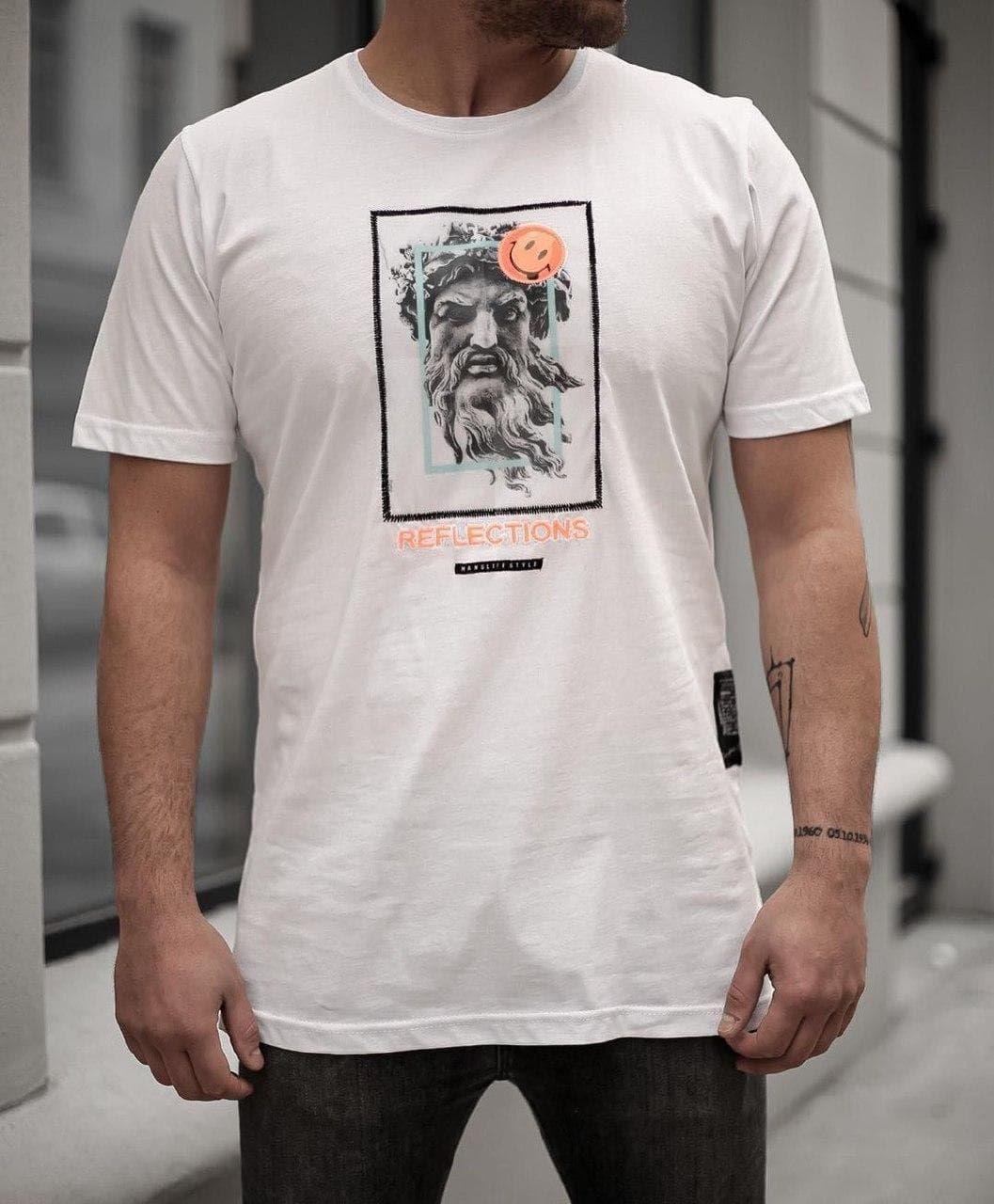 Футболка чоловіча біла повсякденна однотонна літо брендова MansLifeStyle, фото 1