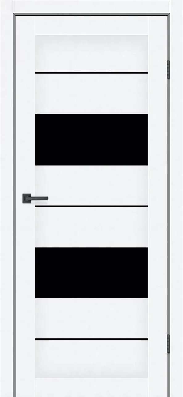 Двері міжкімнатні MSDoors DAKOTA Арктик з чорним склом, фото 1