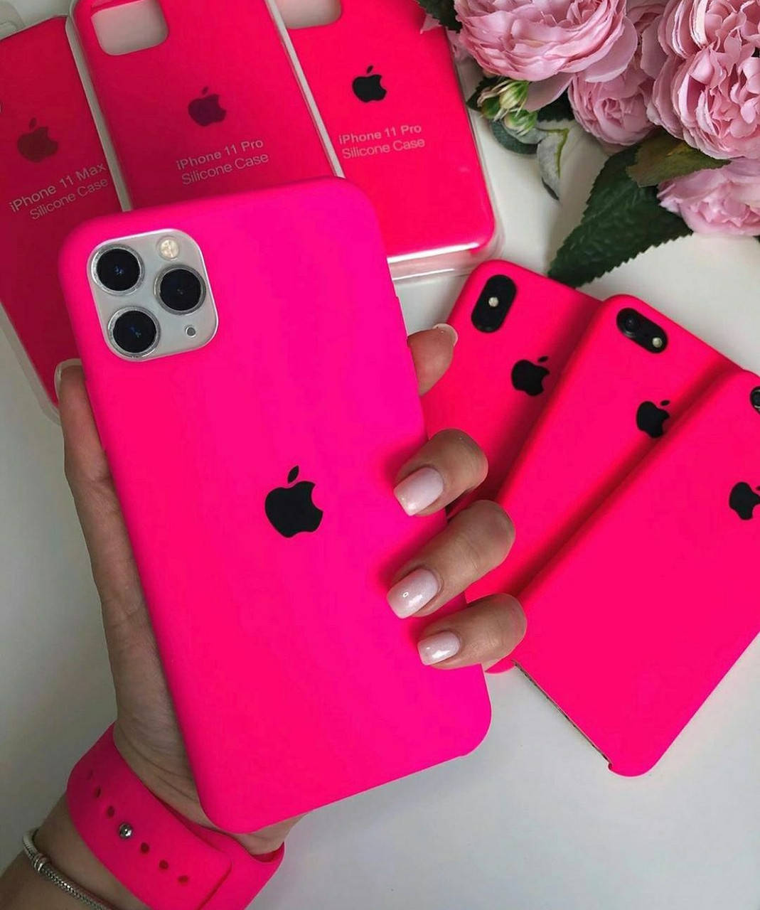 

Чехол на Iphone 6s(ярко розовый)Silicon case накладка бампер силиконовый с подкладкой внутри