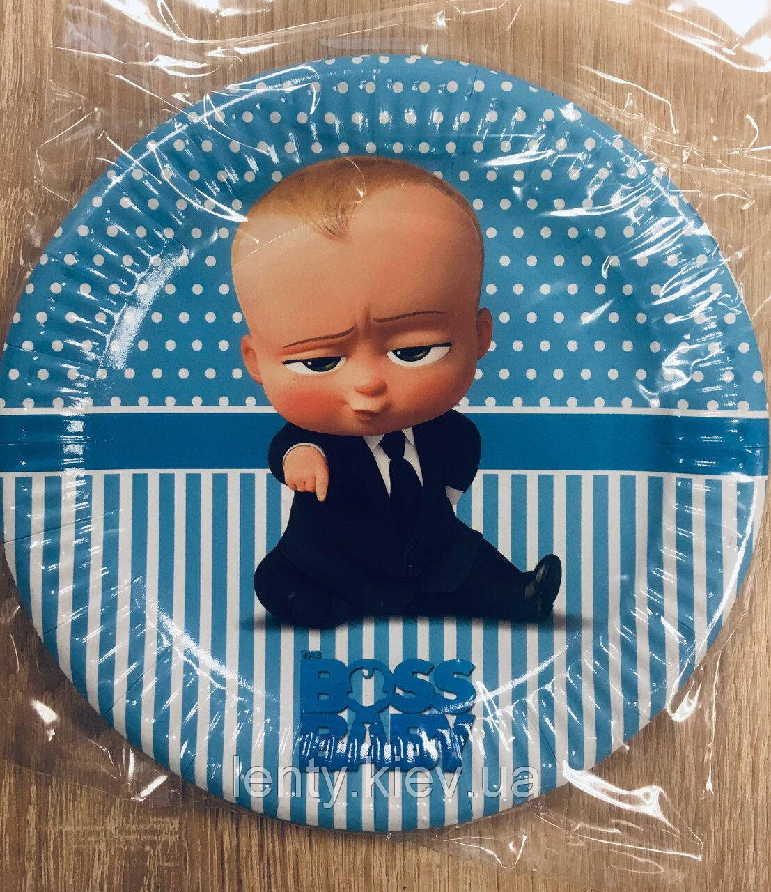 

Тарелки в стиле "Босс Молокосос" 10 шт. бумажные одноразовые 18см. №2 Полоска